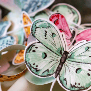 close up butterfly garland